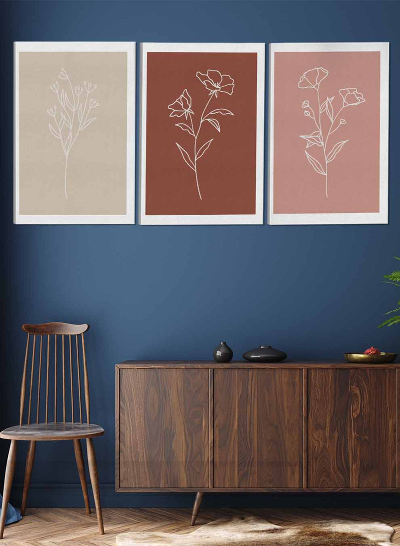 Botanical Flowers Abstract Paintings(set of 3)