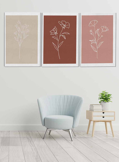 Botanical Flowers Abstract Paintings(set of 3)