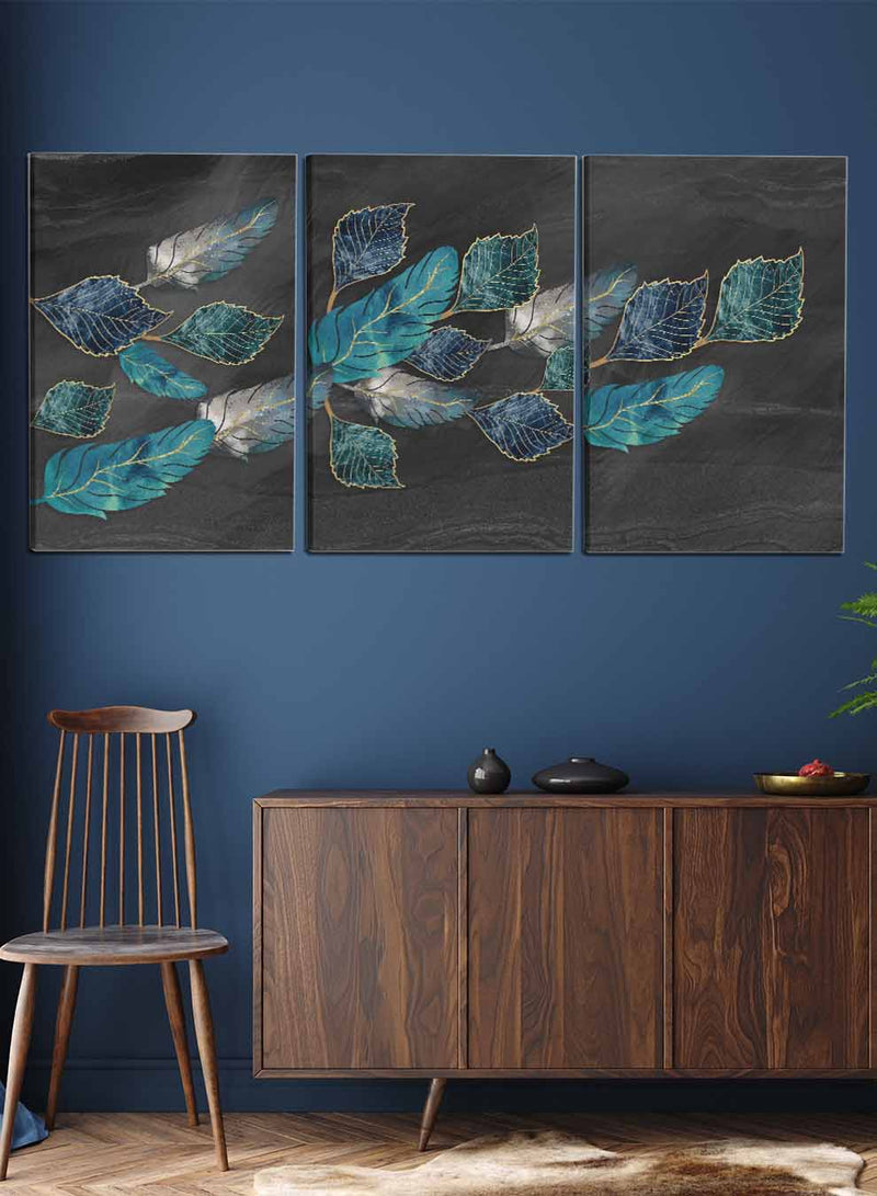 Interwoven Leaves Paintings(set of 3)