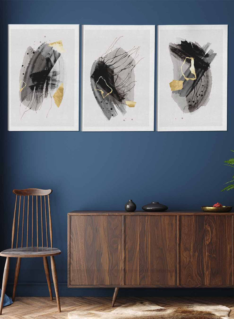 Dark Lines Abstract Paintings(set of 3)
