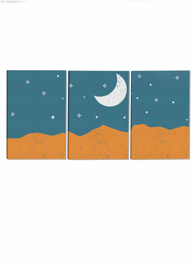 Sand Dunes Crescent Moon Abstract Paintings(set of 3)
