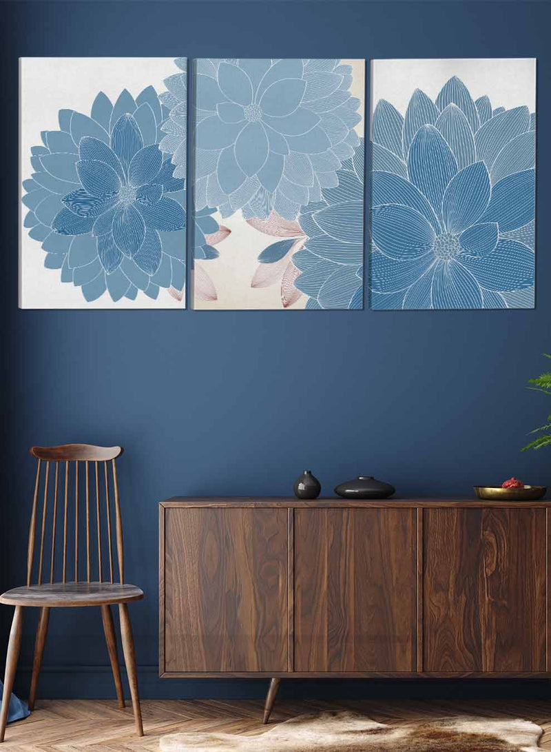 Dahlia Flowers Abstract Paintings(set of 3)