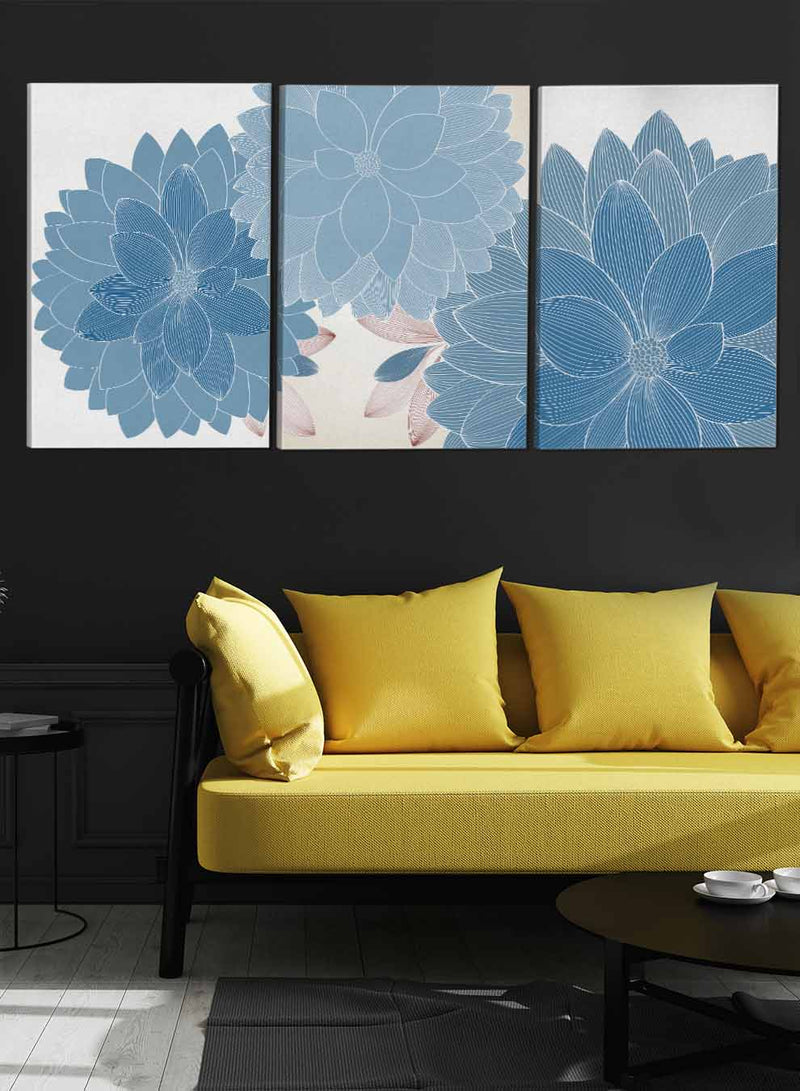 Dahlia Flowers Abstract Paintings(set of 3)