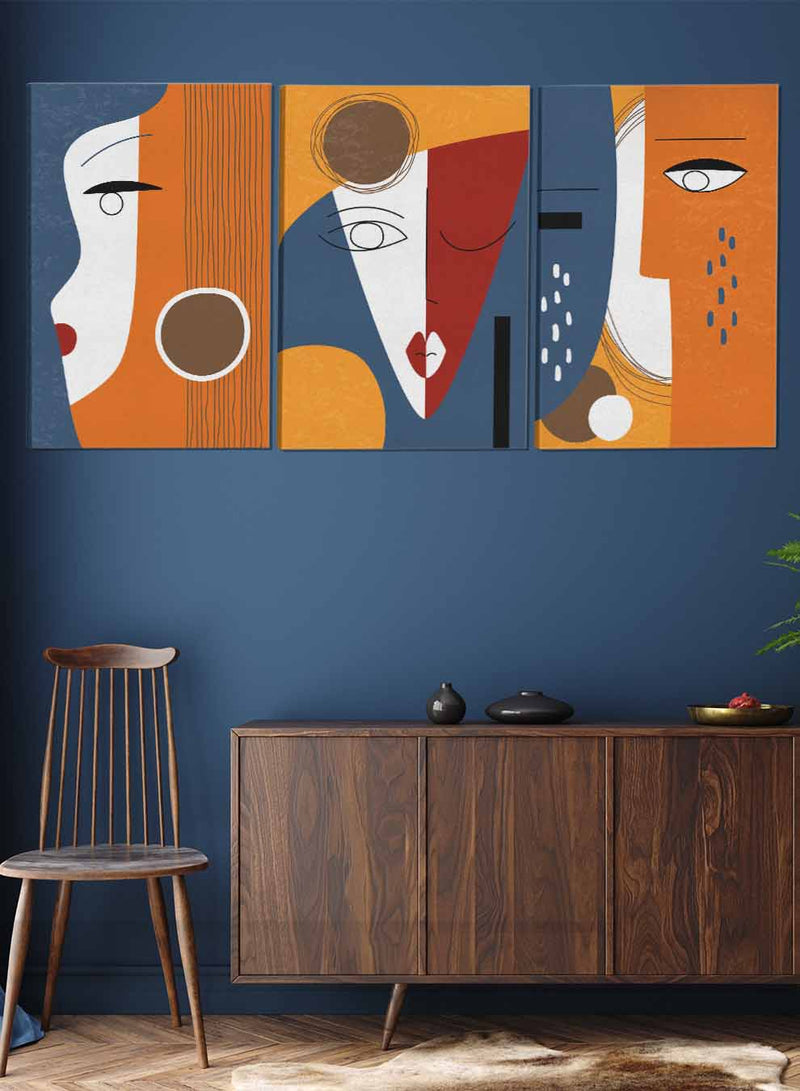 Face Designs Abstract Paintings(set of 3)