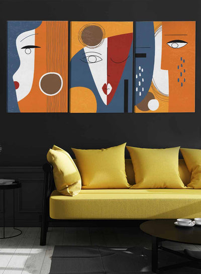 Face Designs Abstract Paintings(set of 3)