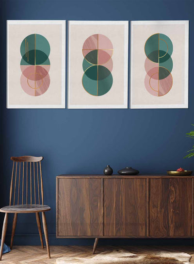 Overlapping Modern Circles Paintings(set of 3)