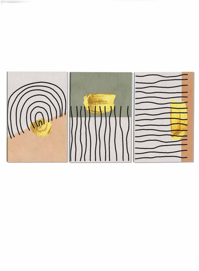 Hand Drawn Lines Abstract Paintings(set of 3)