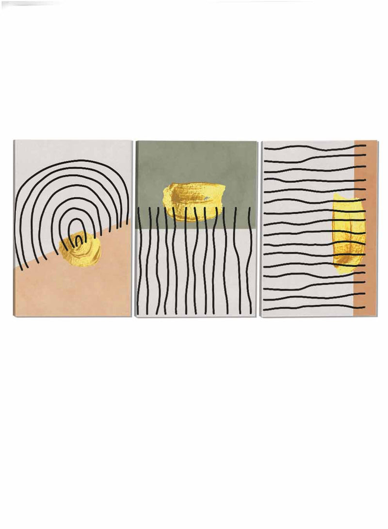 Hand Drawn Lines Abstract Paintings(set of 3)