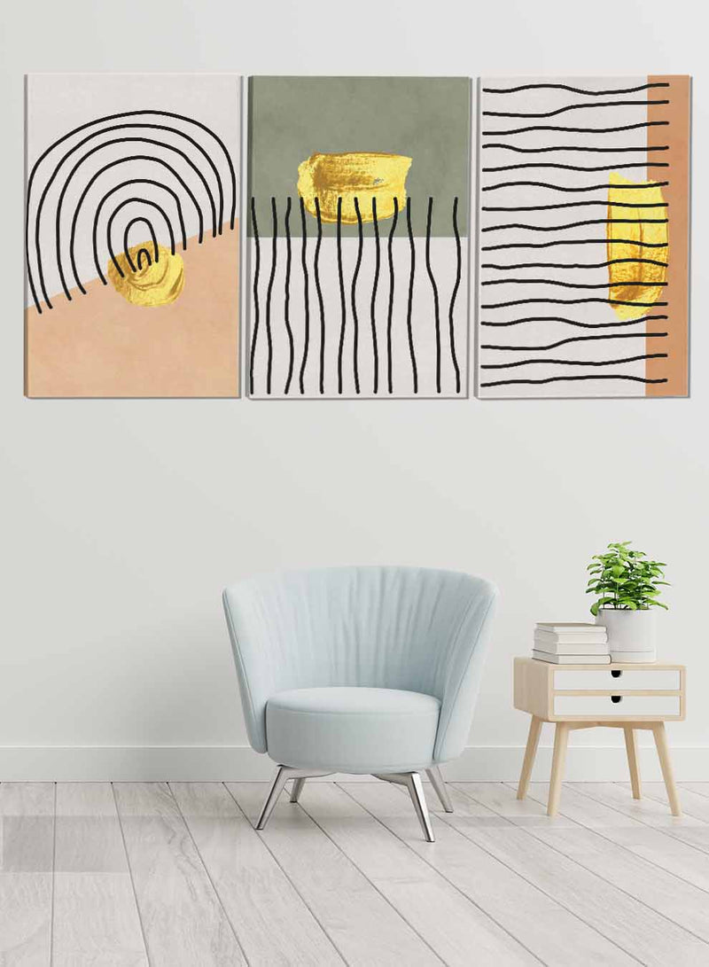 Hand Drawn Lines Abstract Paintings(set of 3)