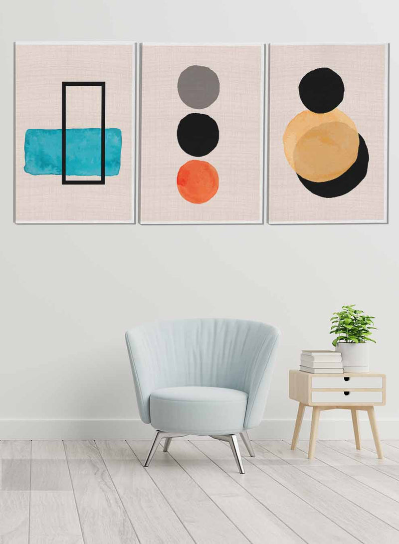 Modern Rectangle And Circles Abstract Paintings(set of 3)
