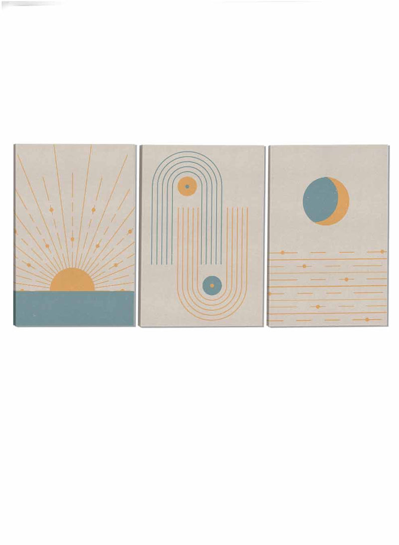 Circle Dots And Sun Rays Abstract Paintings(set of 3)