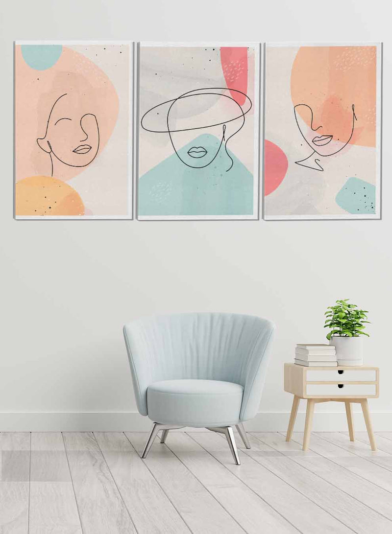 Women Faces Abstract Paintings(set of 3)
