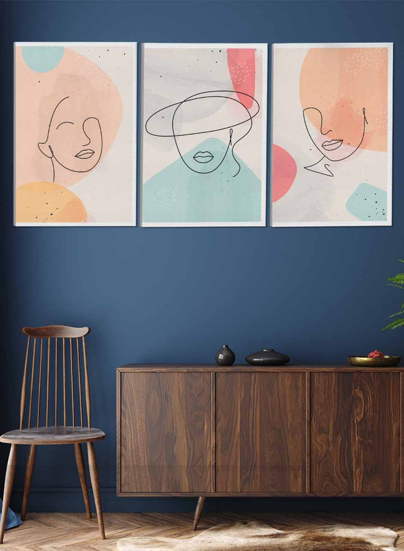 Women Faces Abstract Paintings(set of 3)