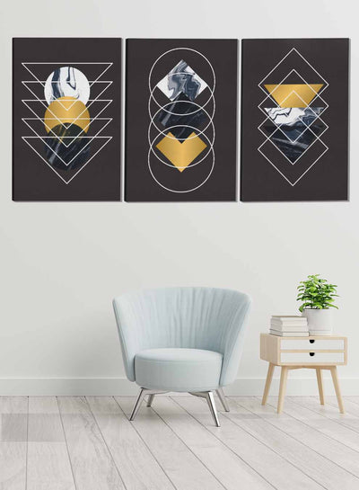 Triangles Circles Rhombuses Abstract Paintings(set of 3)