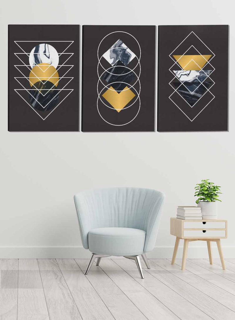 Triangles Circles Rhombuses Abstract Paintings(set of 3)