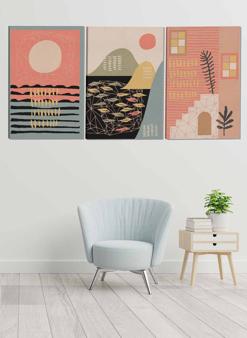Boho Style Abstract Paintings(set of 3)