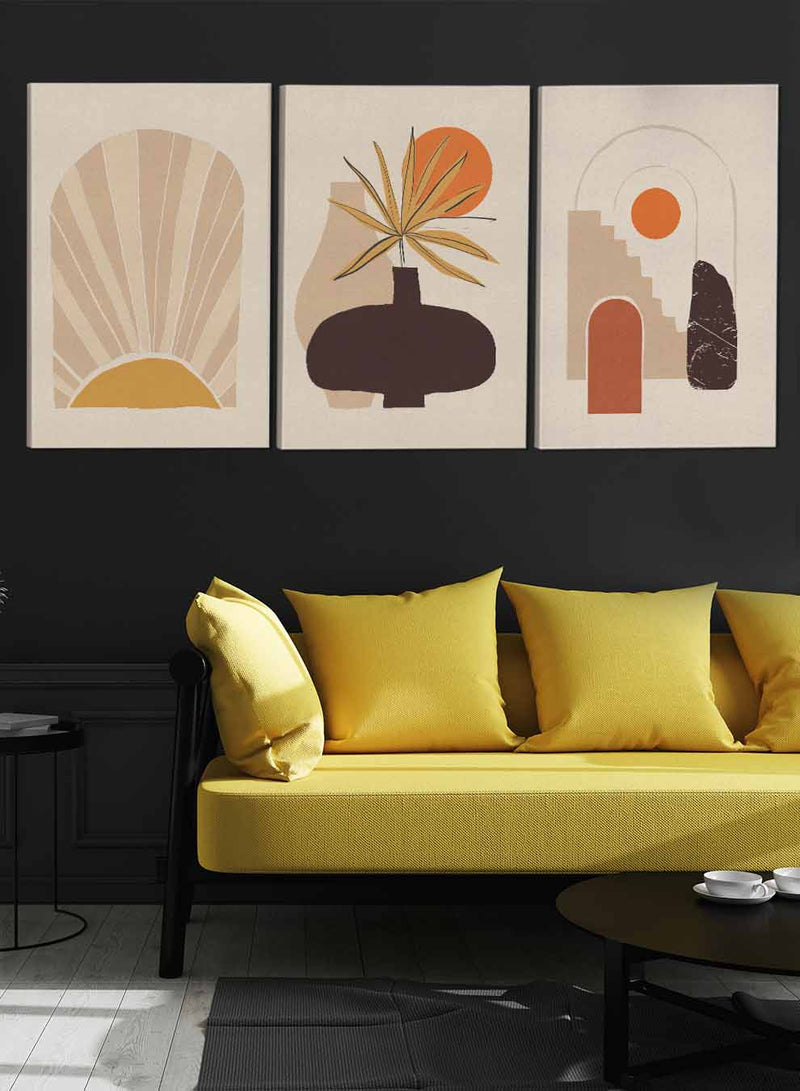 Illustration Bohemian Style Abstract Paintings(set of 3)