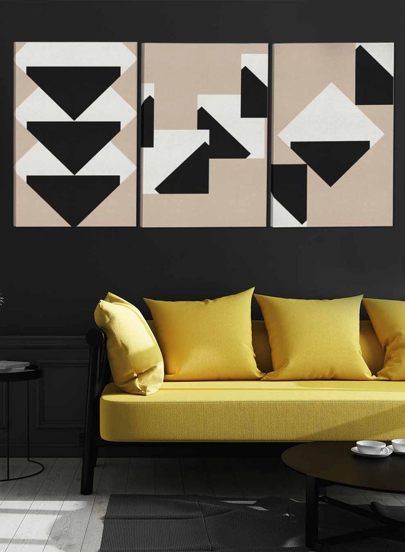 Overlapping Triangles Abstract Paintings(set of 3)