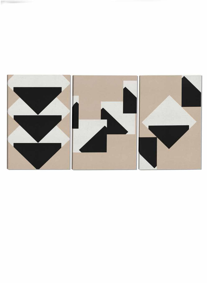 Overlapping Triangles Abstract Paintings(set of 3)