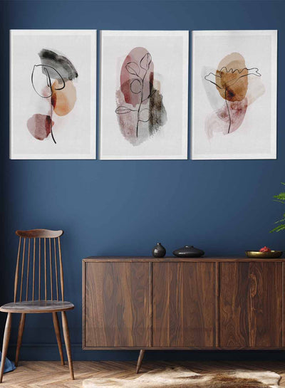 Modern Dark Watercolor Abstract Paintings(set of 3)