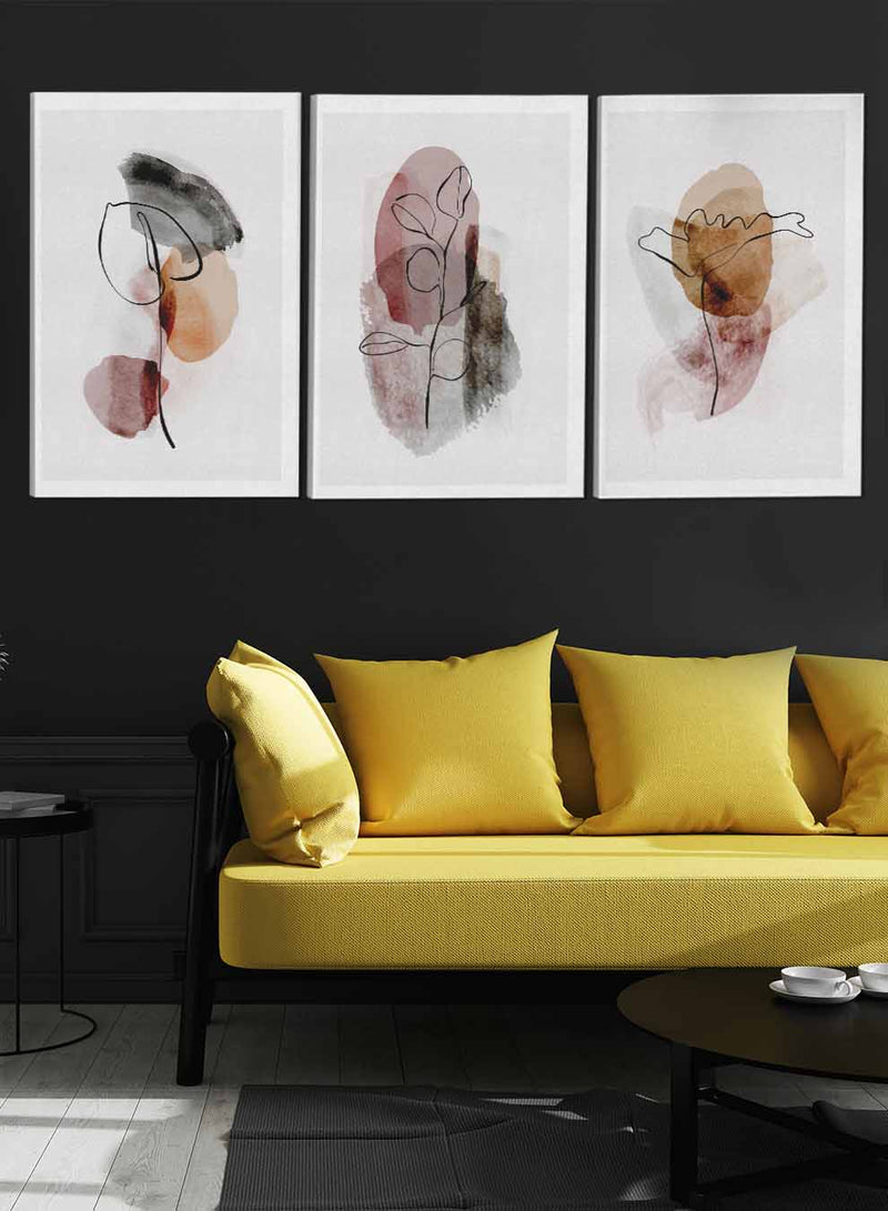 Modern Dark Watercolor Abstract Paintings(set of 3)
