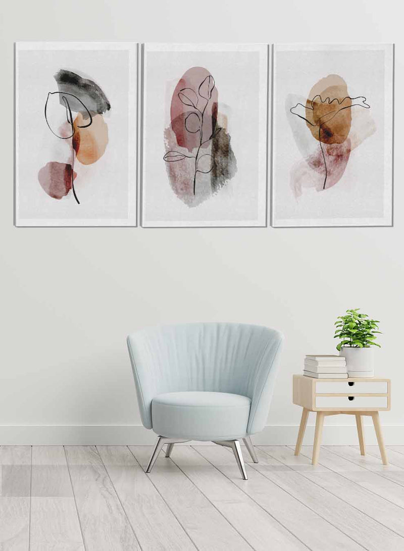 Modern Dark Watercolor Abstract Paintings(set of 3)
