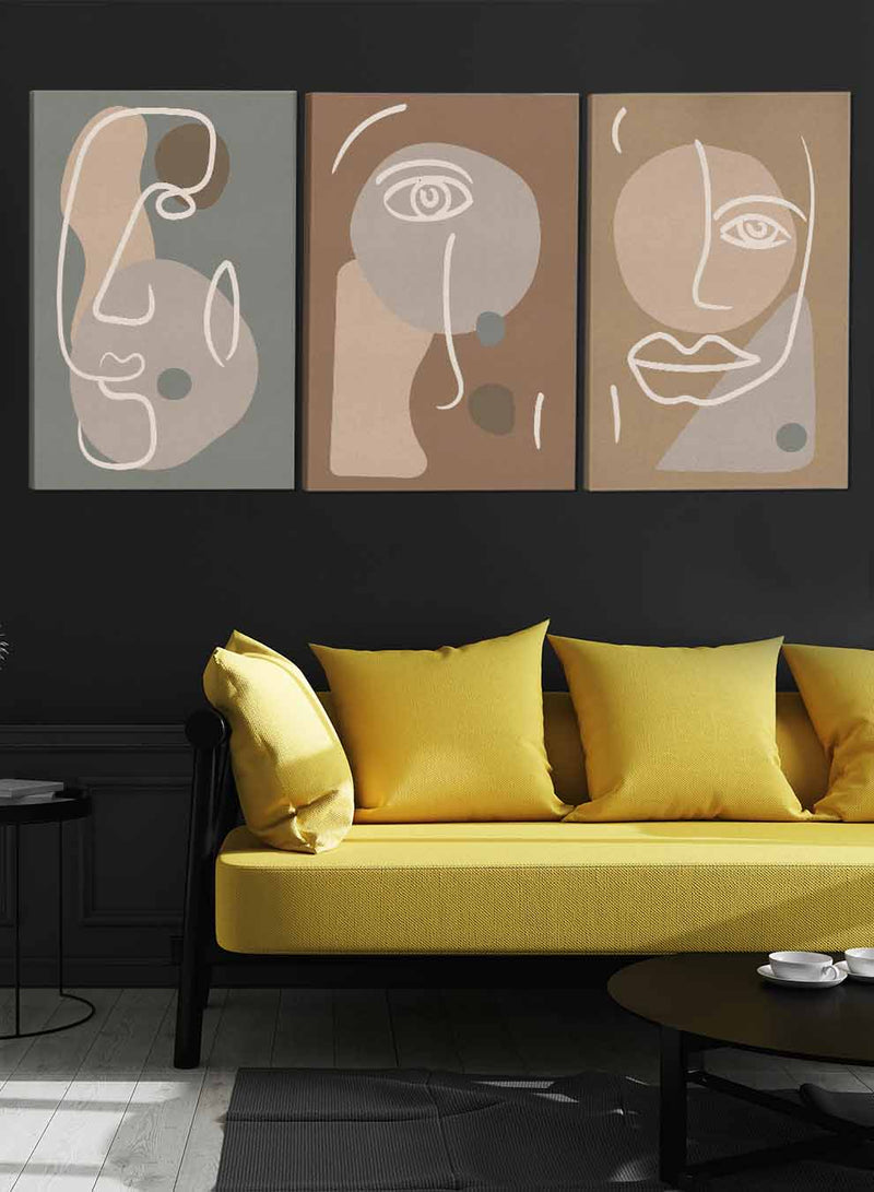 Man Face Abstract Paintings(set of 3)