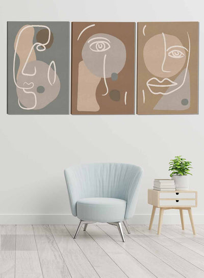 Man Face Abstract Paintings(set of 3)