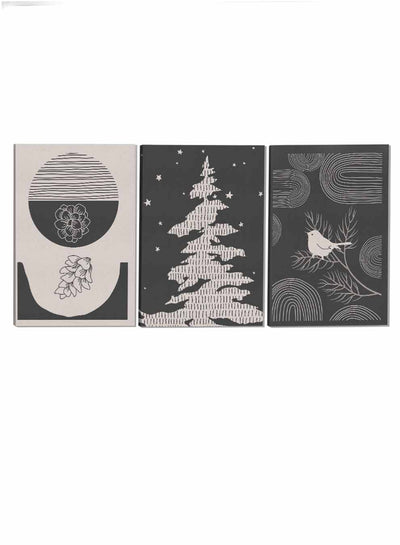 Pine Bird And Flowers Abstract Paintings(set of 3)