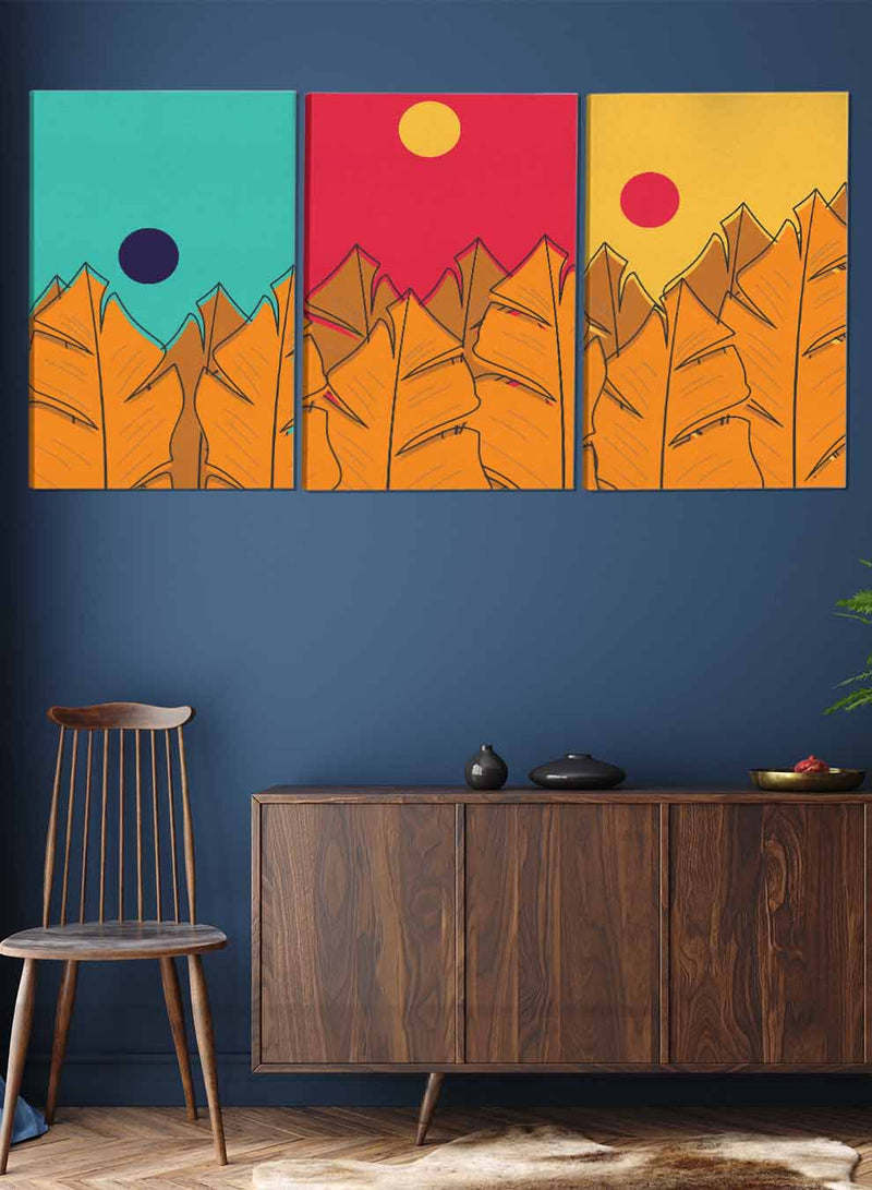 Banana Leaf Silhouette Abstract Paintings(set of 3)