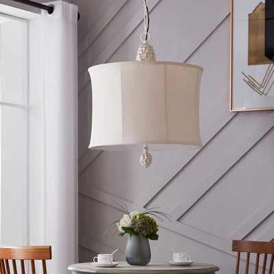 The Resin Pendant Lamp with Oatmeal Linen Shade