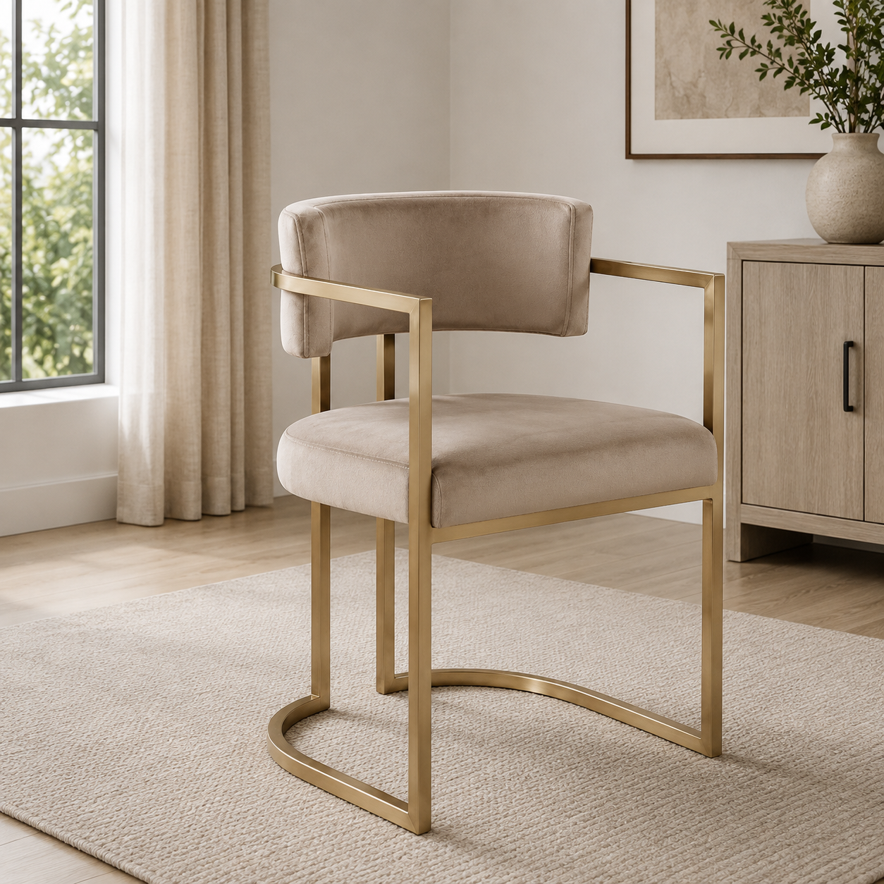 Alexa DC-603 Chair — Brown — Velvet (CY135-5) — Gold Legs