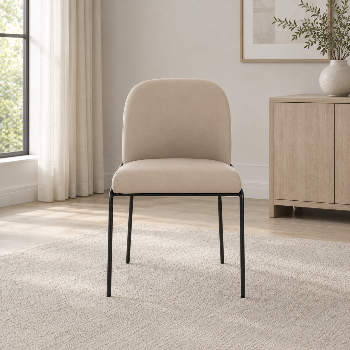 Landscape Beige PU Dining Chair