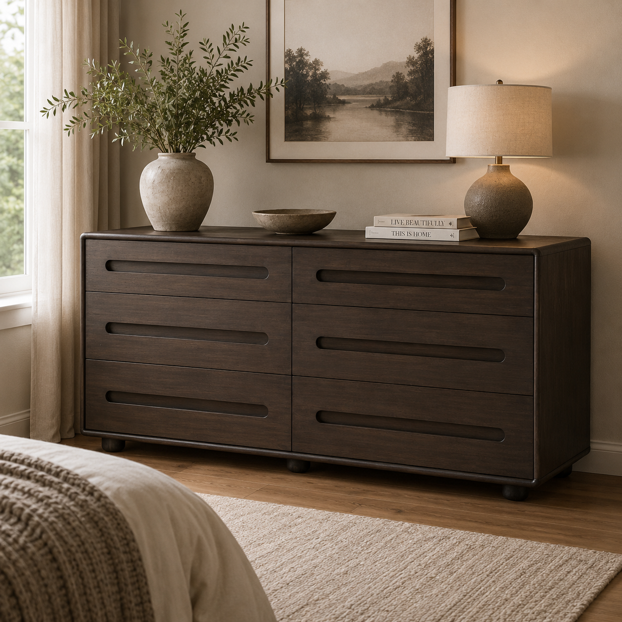 Cora Dark 6-Drawer Dresser