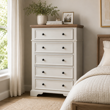 Eastwood Youth 5-Drawer Chest in Brown and Off-White