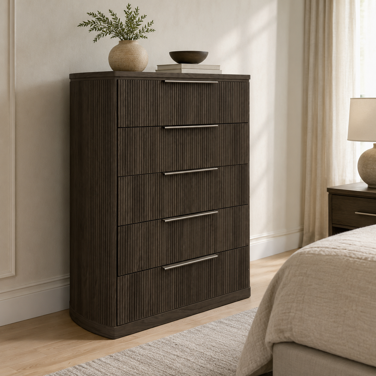 Sylvie 5-Drawer Chest in Dark Brown