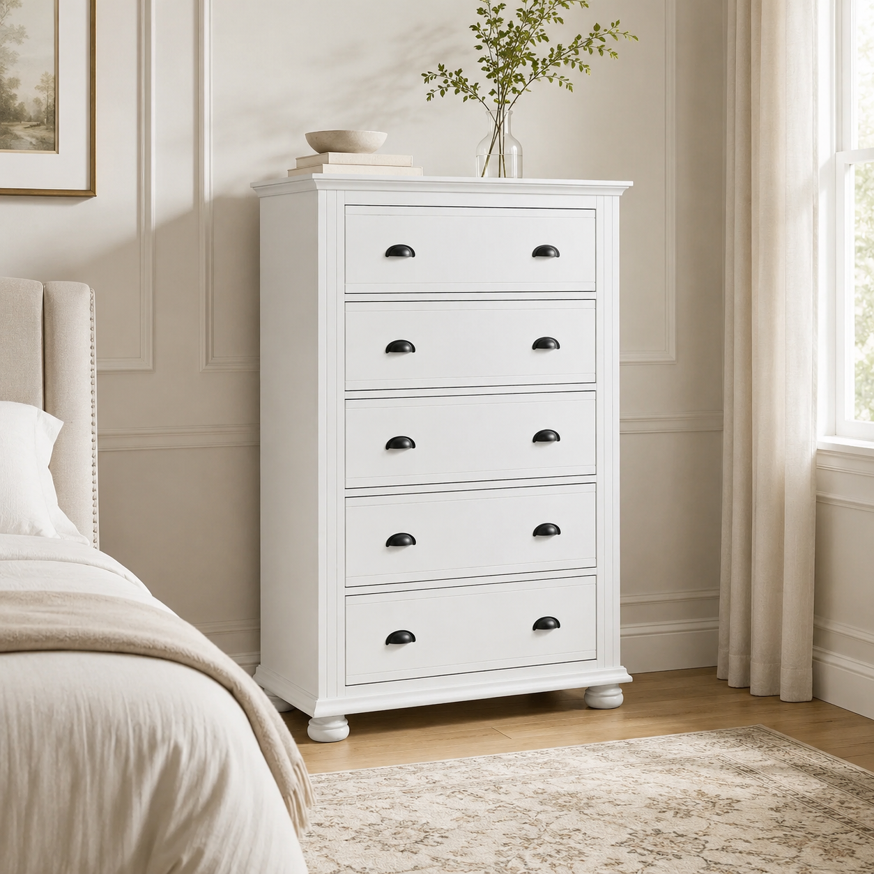 Kona 5-Drawer Chest in White