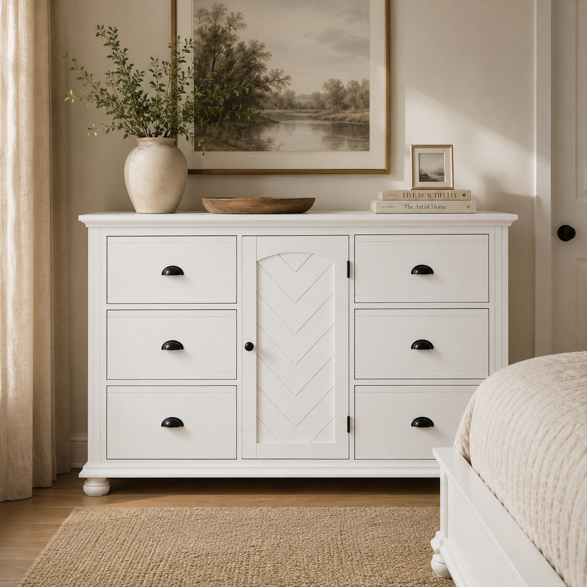 Kona 6-Drawer Dresser in White