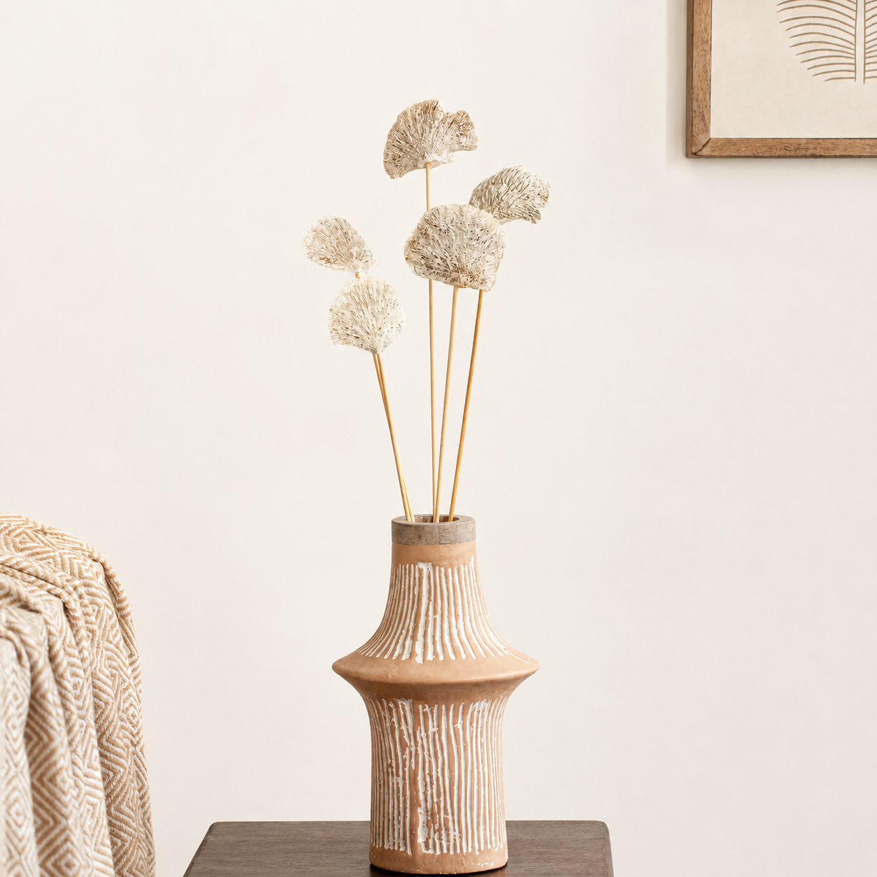 Malar whitewashed sponge mushroom set of 5