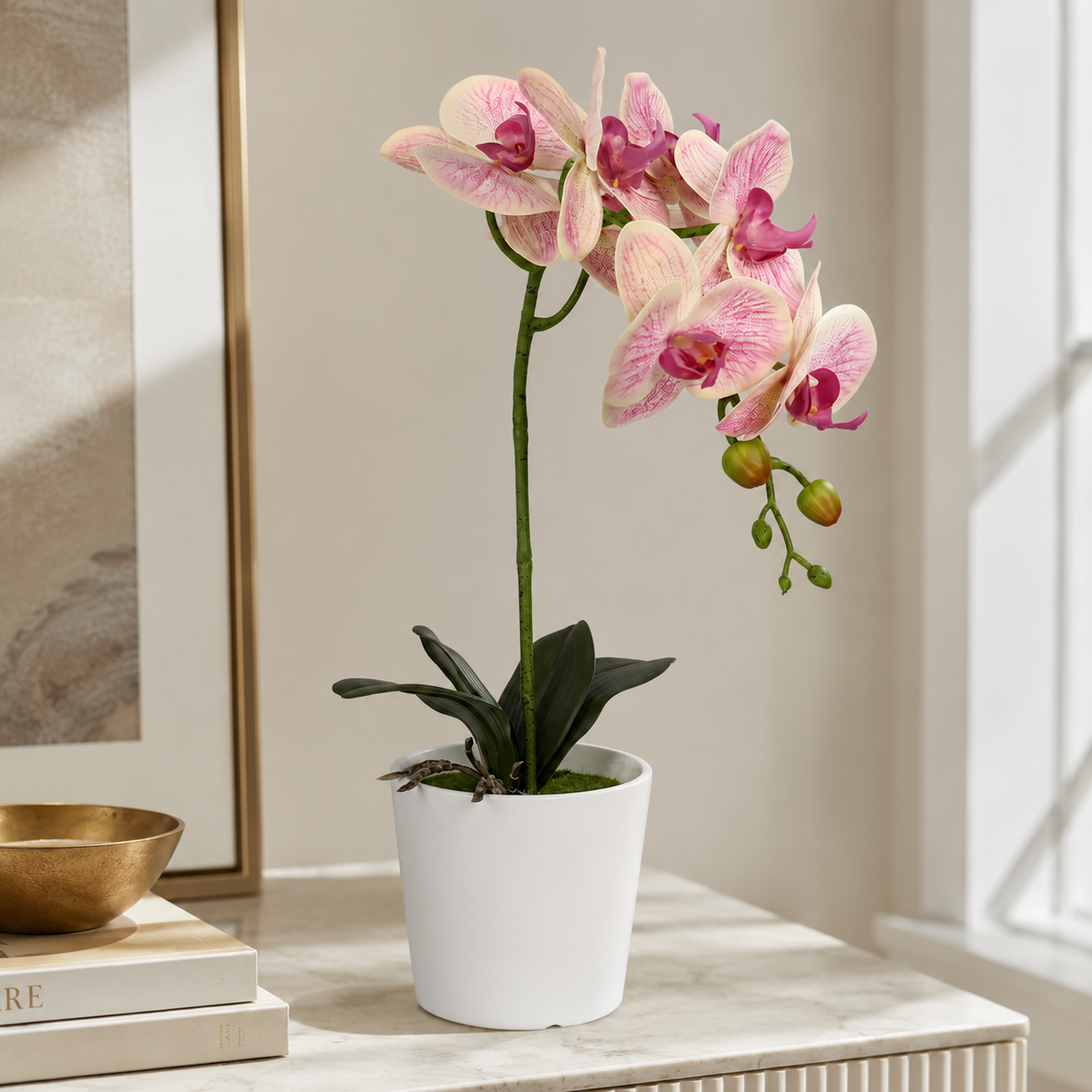 Artificial Potted Orchids Pink Red 48CM Indoor