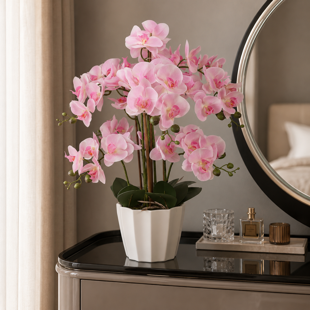 Artificial Potted Orchids 57CM Indoor Pink