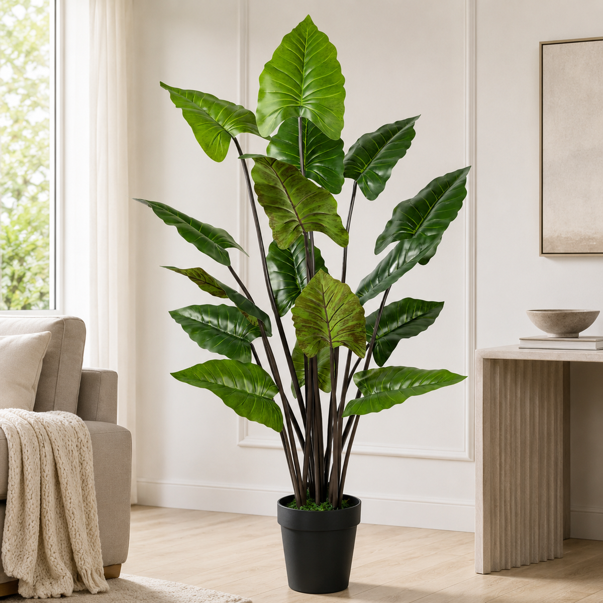 Artificial Rainbow Taro 155CM Height Indoor