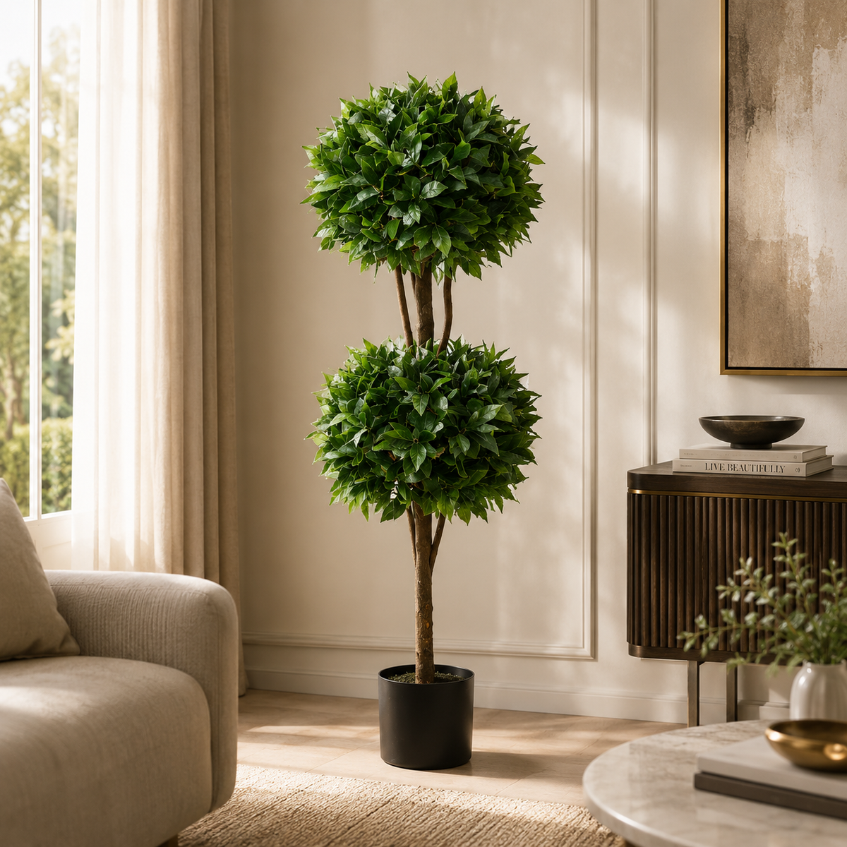 Laurel tree double ball topiary