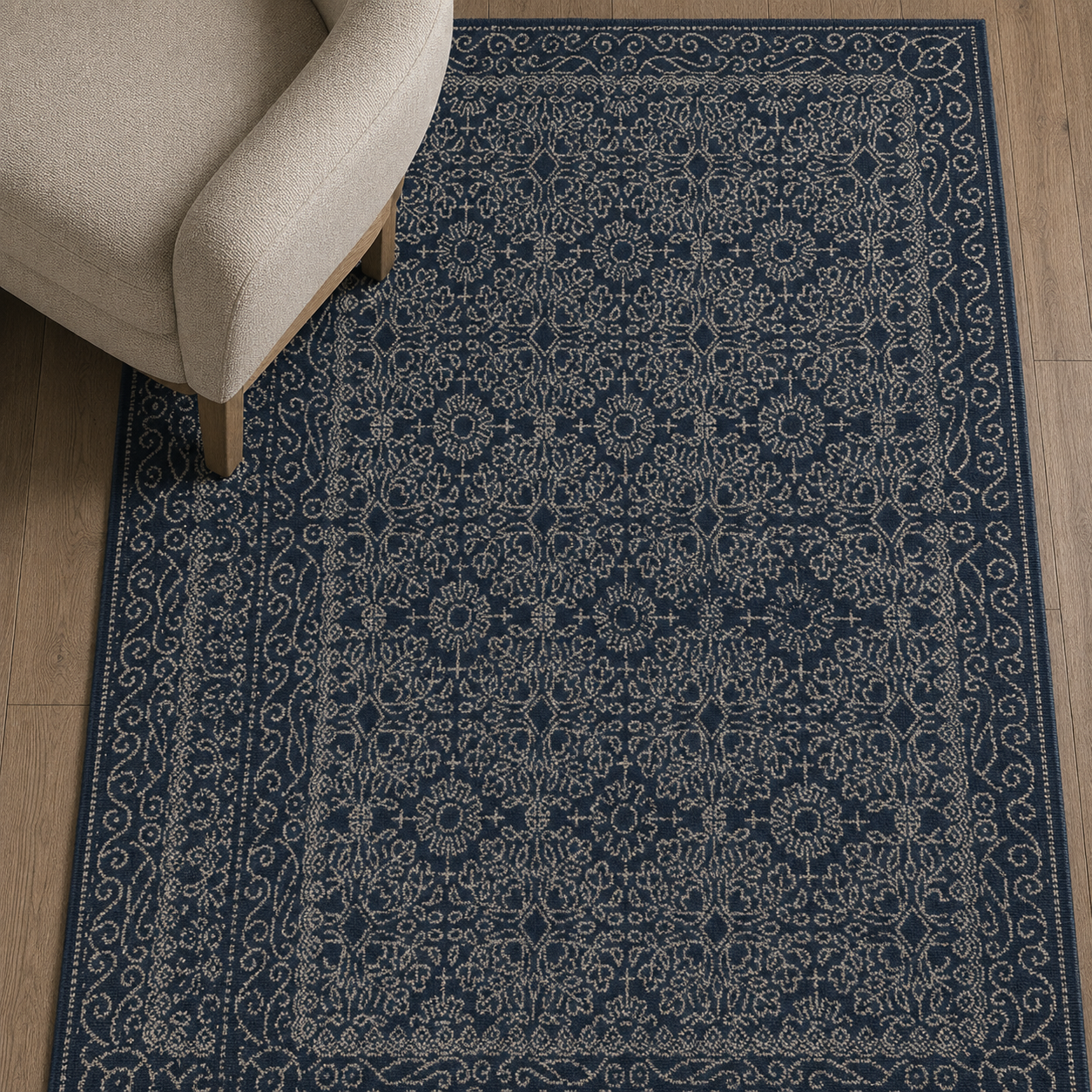 Ruda Blue and White Rug - 300 x 400 cm