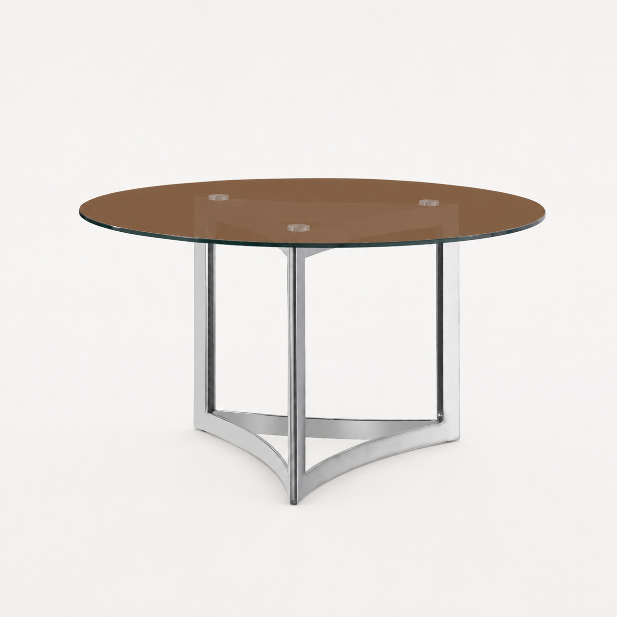 Alexa Dining Table Silver Base and 130 CM Round Gold Glass