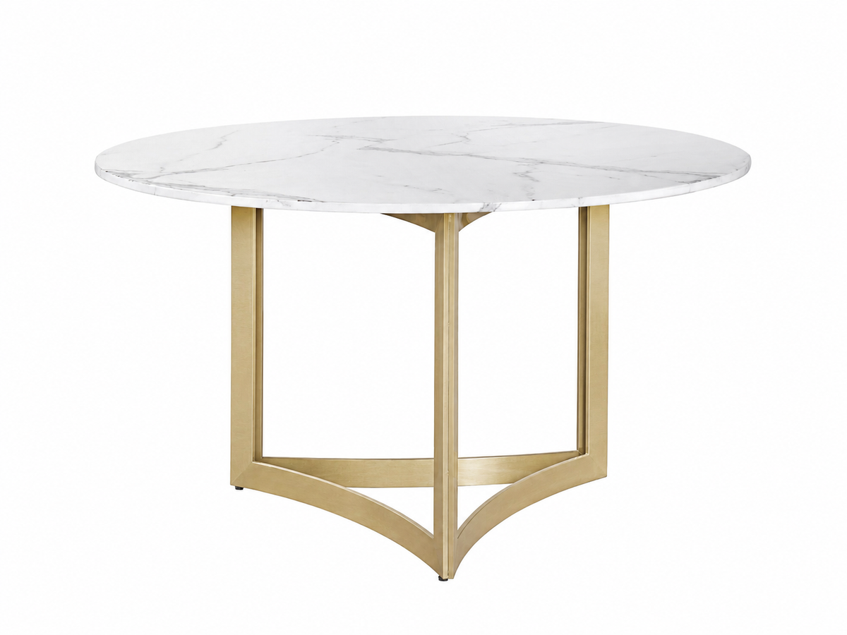 Alexa Dining Table Gold Base and 130 CM Round White Marble