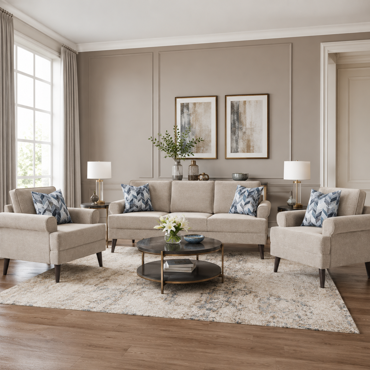 Thompson Sequin Grey Loveseat