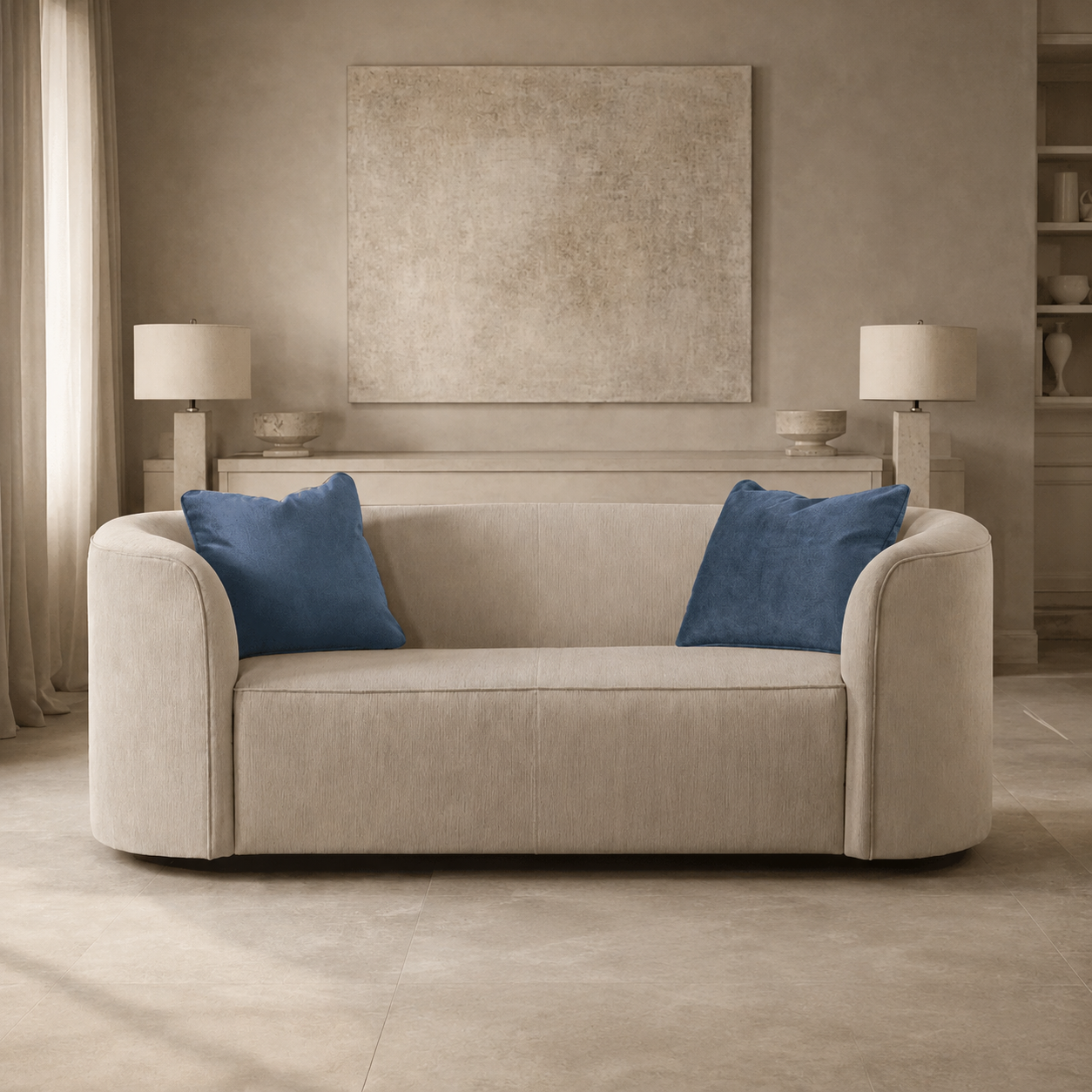 Dana Beige Mustard Loveseat (182cm)