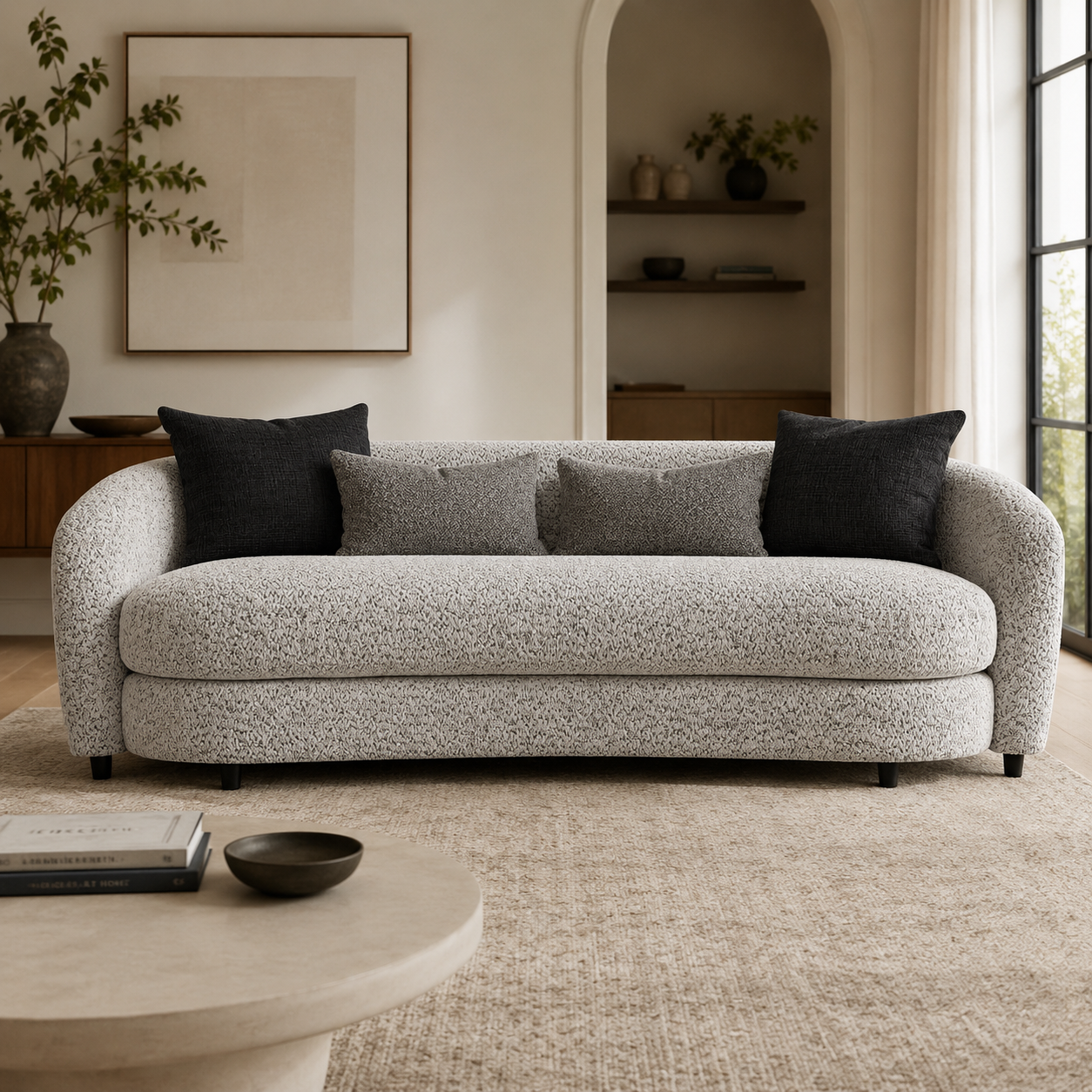 Jamie Grey Boucle Sofa (232cm)