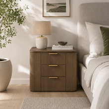 Rustic Haven Brown Oak Three Drawer Nightstand